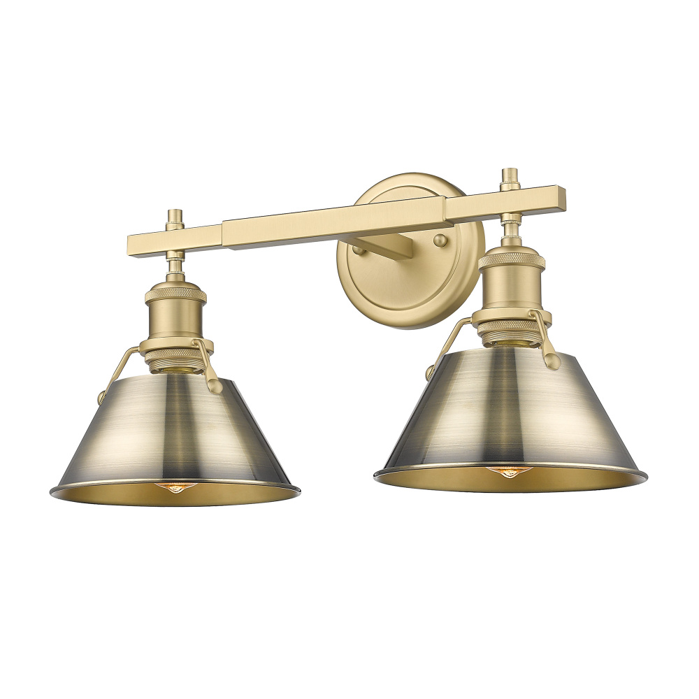 Yep by Golden Lighting Orwell 2-light Vanity in Brushed Champagne Brass and Aged Brass shade